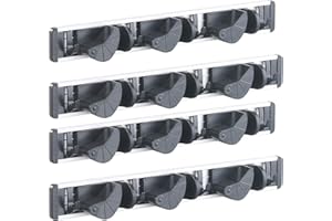‎AGT AGT Wandhaken: 4er-Set Wandhalter-Leisten für Besen, Wischmopp, Gartengeräte & Co. (Halterung Gartengeräte, Wandhalterung für, Unkrautstecher)