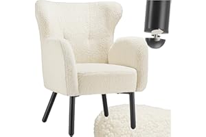 TecTake® Sillón Orejero Tapizado en Bouclé, Butaca de Salón, Sillón de Lectura Acolchado, Silla Diseño Escandinavo con Reposabrazos, Estructura en Acero y Topes Antideslizantes, Muebles de Salón