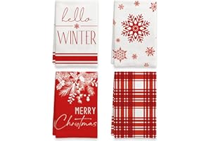 Ohok 4 Stück Weihnachten Handtücher 45x65 cm, Mode Dekoration Küchentücher Weihnachtsmann Geschirrtücher Weiche Mikrofasertücher für Badezimmer Küche Trockentuch Weihnachten Deko (Set W)