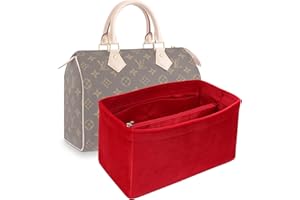 MTRSUE Original Samt Taschenorganizer Handtasche Einsatz Organisator Taschenformer Einsatz, Damen Taschen Organizer mit Metallreißverschluss für Neverfull Speedy und mehr