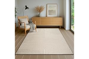 the carpet Everest - Alfombra Moderna de Pelo Corto salón Dormitorio con Efecto Alto-bajo, Efecto 3D, Alta Densidad de Pelo y agradablemente Suave, Beige, 140 x 200 cm