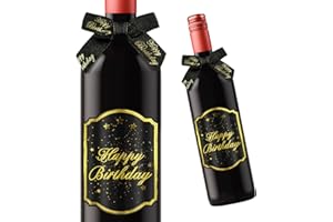 Giftota 2 Etiquetas para Botellas de cumpleaños y Lazos de Regalo, Etiquetas Personalizadas Autoadhesivas para Vino espumoso y Vino espumoso, decoración de cumpleaños, Regalo de cumpleaños para