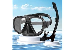 SRJEQC Maschera Snorkeling,Maschera Subacquea Adulti Panoramici a 180°,Anti-Nebbia e Anti-Perdite,Maschera e Boccaglio Snorkeling per Snorkeling e Immersioni per Donne e Uomo