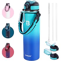 RUBYFLASK Borraccia Termica In Acciaio Inox Con Cannuccia – 907ml (32oz), Isolamento 12h Caldo/24h Freddo, 3 Coperchi A Prova Di Perdite, Fondina Antiscivolo, Nero Indaco