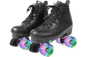 KELODO Rollschuhe für Mädchen/Frauen,Damen Klassische Retro Rollschuhe,4 Glänzend Rädern Rollschuhe für Männer und Jungen,PU Leder Erwachsene Rollschuhe für Innen/Outdoor,ideal für Anfänger