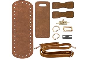 Yayatty PU Fond de Sac en Cuir, 7 Types Ensemble de Tricot de Sac en Cuir, Bricolage Tricot Crochet PU Sac en Cuir pour Tricoter des Sacs au Crochet Sac à Bandoulière, Orange (Brun)