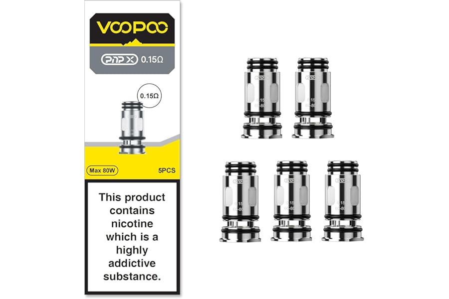 VOOPOO PNP X Coils 0.15 Ohm Mesh [Pack of 5] - Relacement Coil for Drag S2, Drag X2, Argus Pro 2, PNP-X DTL POD, PNP-X MTL POD, Pack of 5, No Nicotine