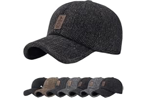 YKDLLF Gorra Hombre Curved Brim Cap de béisbol Protector con Hebilla Trasera Ajustable Forro Banda Gorra cálido Trampero piloto Sombreros Kent Visera esquí Caza Winter Cadet Trapper