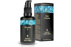 Gel Creme Contour des Yeux Anti Cerne à la Vitamine E Acide Hyaluronique & Taurine Vegetale 30ml - Anti Cernes Yeux et Contour des Yeux Anti Rides - Bio et à Base d' Aloe Vera - Satin Naturel