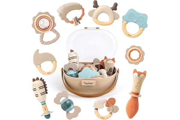 Hochet Bebe 0-3 Mois Jouet Dentition Bébé Jouet Bebe 6 Mois Montessori Cadeau Nouveau né Bébé fille Garçon 0-12 Mois (10 Pièces)