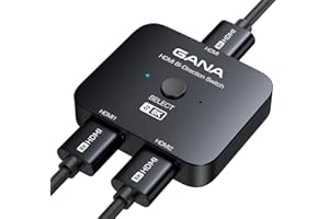 GANA Commutateur HDMI 2.1,Switch HDMI 8K 2 en 1 Sortie, Prend en Charge 4K @ 120 Hz, 8K @ 60 Hz,Compatible avec PS5/4, Xbox, Roku, Apple TV, Fire Stick,Noir
