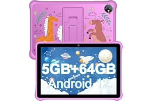 Blackview Tab A7 Kids Tablets 10 inch, Android 12 Tablet for Toddlers, 5GB+64GB/TF 1TB, Quad Core, 6580mAh, iKids APP Pre-Installed, Parental Control, Google Play, Reading Mode, Kid-Proof Case - Pink