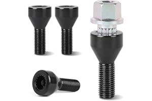 EFUTURETIME 4 x Tornillos Antirrobo Coche M12 x 1,5 mm, Tornillos de Rueda con una Tuerca de Seguridad Compatible con B-M-W E46 E87 E90 E60 (OE: 36136764057, 36131180882, 36136786419)