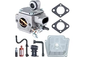 AUMEL Kit de Carburador para STIHL MS 361 y MS 361 C Motosierra, Carburador + Juntas + Filtro de Aire + Filtro de Aceite + Manguera de Combustible Accesorios MS361 Repuestos 9 en 1