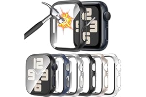 HAANILKYI 6 Stück Schutzhülle mit Displayschutzfolie Kompatibel mit Apple Watch SE 2 Series 6 5 4 SE 44mm, Rundum Ultradünne PC Hard Hülle Kratzfest Schutzhülle für iWatch 44mm