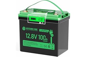 ‎HYSINCERE HYSINCERE 12V 100Ah LiFePO4 MINI Lithium Batterie mit LED 1 Pack, 100A Intelligente BMS & Max.15000 Zyklen, 12 Volt Deep Cycle Akku 1280Wh Wiederaufladbare für Wohnmobil, Camping, Solar Home Systeme