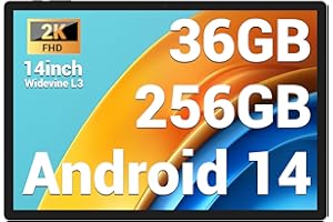 FASTWD Tablet 14 Zoll Android 14 Tablet 5G WiFi/Octa-Core, 36GB RAM+256GB ROM (1TB TF),11580mAh,Widevide L3,2000 x 1200HD,GPS,GMS,BT 5.0,Grau