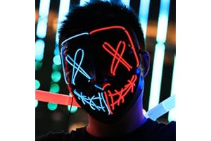 SHIYOUO Máscara de Halloween, Máscara LED Purge con 3 Modos de Iluminación Parpadeo Controlables, Craneo Esqueleto Mascaras para Cosplay Carnaval Fiesta Decoración de Halloween