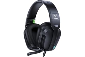 Vakedy Gaming Headset für PS4/PS5/PC/Xbox/Nintendo Switch,Gaming Kopfhörer mit Mikrofon,High-Definition Kopfhörer mit Geräuschunterdrückung und 3,5 mm Buchse Inline-Bedienelementen – Schwarz