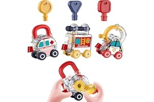 ENIKMOSD Auto Spielzeug mit Schloss und Schlüssel, Montessori Spielzeug für Baby Kinder ab 18 Monate,Lernspielzeug Sensorik Motorikspielzeug Schlüssel Spielzeug Reisen Geschenk für Junge Mädchen