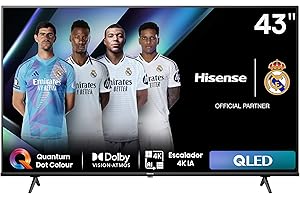 Hisense 43E7NQ - QLED Smart TV, 43 Pulgadas Televisor, Quantum Dot Colour, Dolby Vision, Dolby Atmos, Modo Juego Plus, 60Hz VRR 120 fps, Bluetooth&HDMI,Control por Voz televisor, VIDAA (Nuevo 2024)