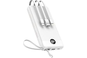 VEEKTOMX Bateria zewnętrzna 20000mAh z wbudowanymi kablami Power Bank USB C 2,4 A, szybkie ładowanie, przenośna ładowarka z 5 portami wyjściowymi i wyświetlaczem LED do iPhone'a 15/iPad/Galaxy/Xiaomi