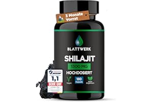 ‎BLATTWERK360 Himalaya Shilajit original - 3 MONATE VORRAT - 180 Kapseln / 1300 mg - Mumijo Shilajit Kapseln hochdosiert - Besser als Resin (Harz) - in DE abgefüllt & Laborgeprüft - ohne Zusätze - BLATTWERK
