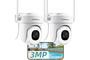 ZUMIMALL Überwachungskamera Aussen 5G/2,4GHz WLAN Kamera Überwachung aussen Kabelgebunden, 355°/90° PTZ, 24/7 Aufnahme,Nachtsicht in Farbe,Cloud-Speicher,KI-Erkennung(2PCS)