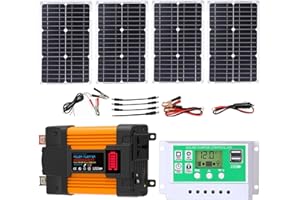 ZQIRUIQZ 4000W 6000W Kit Completo De Inversor Solar Con Controlador De 50A Y Paneles Solares De 100W Sistema De Red Doméstica Para Sistemas De Generación De Energía Domésticos Y Exteriores(6000W,12V-220V)