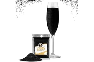 Twinkle my Drink® Brillantini commestibile per bevande nero - Decorazione per feste di Halloween - Glitter commestibile per spumanti e liquori - vegano, insapore - 12 g per più di 60 bevande