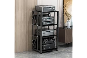 VALDOZA Soporte HiFi Para Sala De Estar Estudio De Grabación, Mueble HiFi Rodante Gabinete De Componentes De Audio Estante Esquinero, 2 3 4 5 Capas Mueble HiFi Para Aula Cine En Casa, Para Salón Dormitorio(Bl