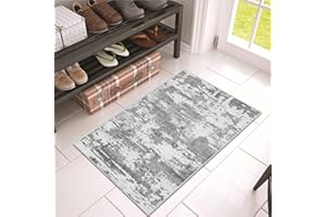 JURLEA Tappeto per corridoio Tappeto antiscivolo per corridoi cucina e soggiorno Non perde è lavabile e leggero (60 x 120 cm, Crema/Grigio)