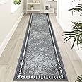 Homcomodar Runner Rug for Entryway 65x300cm Extra Long Hallway Rug Runner Non Slip Backing Area Rug Runner Washable Floor Carpet Runner for Living Room Bedroom Laundry Room Kitchen Room(Grey)