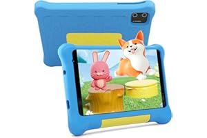 Fullant Kinder Tablet, 7 Zoll Tablet für Kinder, Android 13 Tablet, 5GB RAM + 32GB ROM (128GB TF), Dual-Kamera, Spiele, Kindersicherung, WiFi, Bluetooth, Kidoz installiert mit Schutzhülle (Blu)