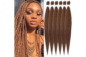 WIGENIUS 30 inch Long Pre-stretched Braiding Hair Ginger 6 Packs Colour 30 Kanekalon Synthetic Fiber Crochet EZ Braids Yaki Texture Dark Brown Knotless Braiding Hair Extensions (30 inch,30#)