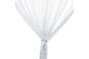 Vidillo Zasłona na drzwi, dekoracyjna srebrna zasłona sznurkowa 100 x 200 cm, panel ścienny, drzwi do sypialni, idealna na drzwi z drutem, moskitiera, przegroda, pokój na ślub, Boże Narodzenie