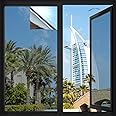 KAFUTER One Way Privacy Window Film Reflective Daytime Privacy Window Film See Out Not In, Heat Control Sun UV Blocking Window Films Static Cling, Window Tint for Home and Office (Silver, 45x200cm)