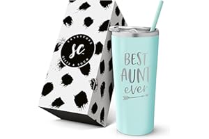 SASSYCUPS Best Aunt Ever Vaso personalizado de acero inoxidable, taza aislada con bonito diseño, tapa de cierre deslizante con pajita, día de San Valentín, regalo para la mejor tía