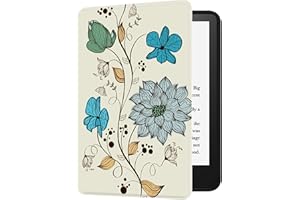 HUASIRU Obraz etui ochronne Nowy Kindle (2022) z 6-calowym wyświetlaczem 300 ppi (11. generacja, nr modelu C2V2L3) Case Cover, kwiat wodny