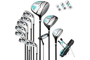 COSTWAY 12 Pieces Complete Golf Clubs Set for Men Women, Golf Club Package Set with 460CC #1 Driver, #3 Fairway and #5 Hybrid, #5#6#7#8#9#P #S Irons & Putter, Rain Hood, Right Hand