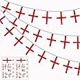 2 Pack St George Bunting Flags, England St George's Cross Flag Bunting Double Sided Britain Banner for St. George's Day Football Rugby Indoor Outdoor Party Decorations (Bonus 2pcs Tattoo Stickers)