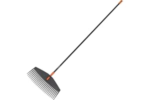 Fiskars Laubbesen, 25 Zinken, Länge: 175 cm, Breite: 52 cm, Kunststoff-Zinken/Aluminium-Stiel, Schwarz/Orange, L, Solid, 1003465