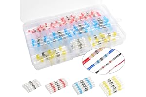 FUNNYTEK Juego de conectores Loof 120pcs, conector de soldadura con manguera retráctil, conector de cable para vehículo, resistente al agua, conector de soldadura transparente, conector retráctil con soldadura