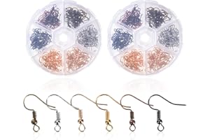MOONSING Earring Hooks, 240 Pieces 6 Colors Fish Ear Wires Hook Hypoallergenic Jewellery-Making Accessories with Storage Box, Attractive Earring Making Supplies for DIY Crafts(18mm)