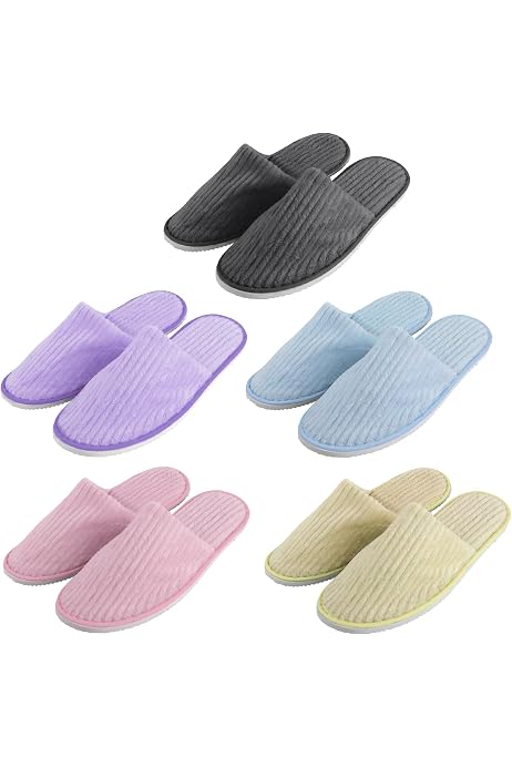 Chaussons Invités BOOTSY Lot De 5 Paires De Pantoufles En Feutre Unisexe Tailles 35 38 38 40 41 43 44 45 Couleurs Violet Bleu Clair Cr Me Camel Et Pantoufles Grises Chausson Invité
