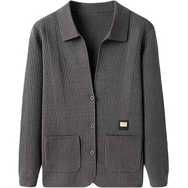 Cardigan Homme Zippé Col Montant – Pull Décontracté Automne/Hiver Mode Casual Bleu Marine Taille L