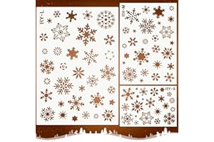 Mocoosy Christmas Snowflake Stencil Template - Snowflake Stencils for Painting on Wood Reusable Winter Holiday Stencils Crafts Plastic Xmas Snow Flake DIY Decoration for Window Glass Wall Door