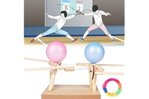 AYESY Balloon Bamboo Man Battle, Handgefertigte Hölzerne Fechtpuppen, Ballon Fechten Spiel für 2 Spieler, Familienspiele, Tabletop Spiele, Party Spiel Für Kinder Und Erwachsene, Mit 200 Luftballons