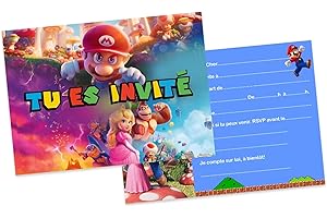 BIGADO 12 carte anniversaire au format DIN A6 compatibles avec carte invitation Mario carte invitation anniversaire et invitation anniversaire Mario garçon carte Mario
