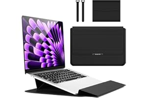 Hinnwer 15 15,6 16,1 Pollici Custodie per PC Portatile Borsa con Funzione Stand per MacBook Air 13 M3/M2/M1 A3113 A2681 A2337, MacBook Pro 14 M4/M4 Pro/M4 Max A3112 A3401 A3185 A2992 A2918 A2779 Nero